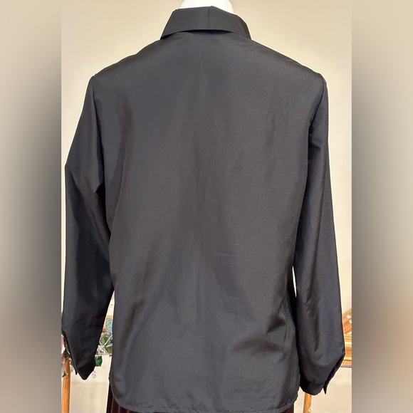 D.K. Gold Dommkenny Black Long Sleeves Collard Hidden Buttons Floral Print Sz S - Picture 6 of 14